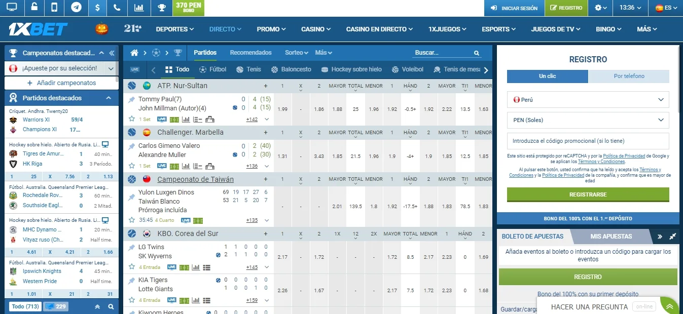 1xBet sitio web